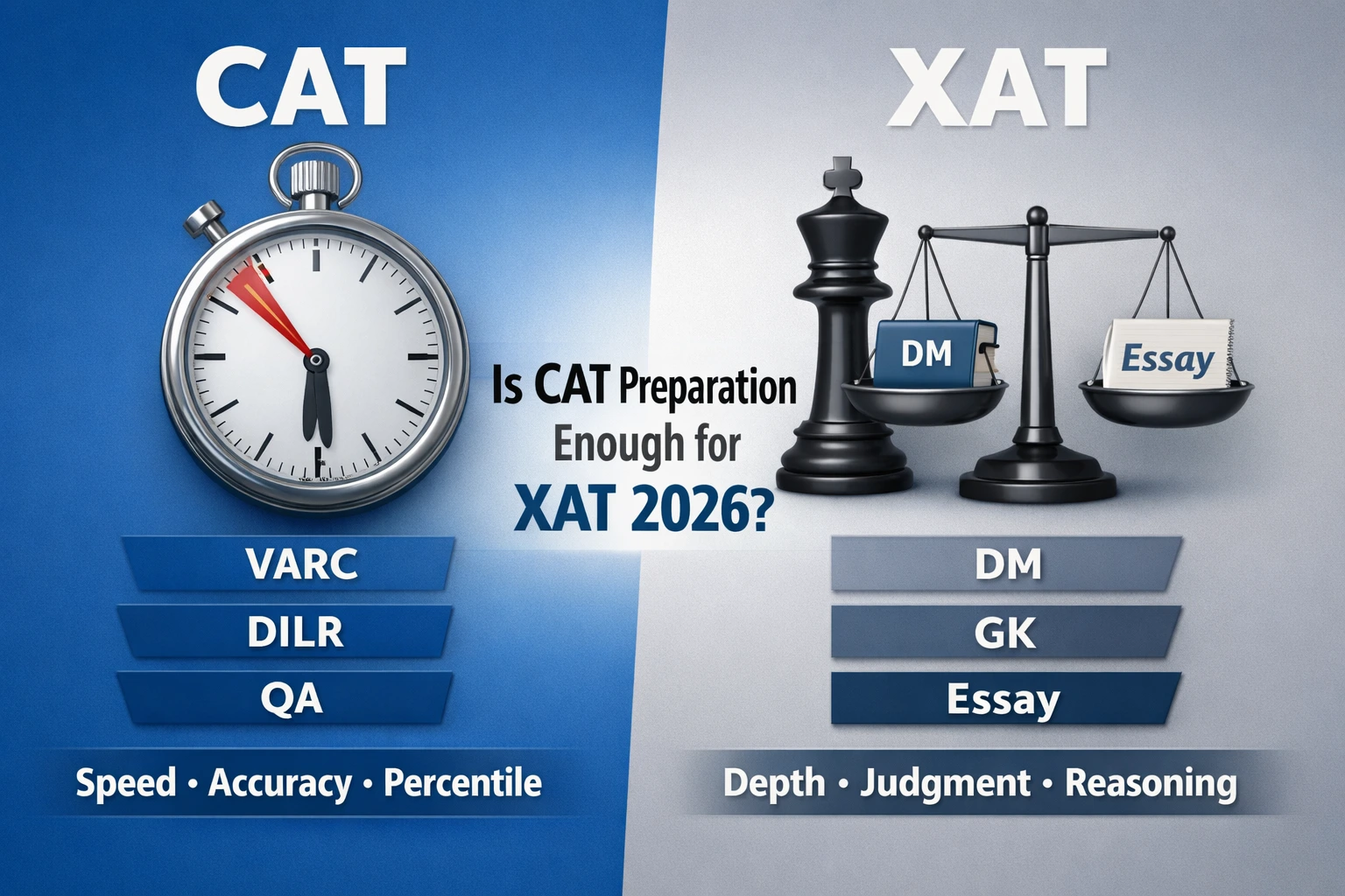 CAT vs XAT 2026 preparation differences including decision making, GK and essay