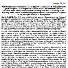 WeSchool drives home the message of Social Consciousness & Innovation to the graduating class of Management Students at the Convocation Ceremony