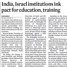 India, Israel institution ink pact for education, training 