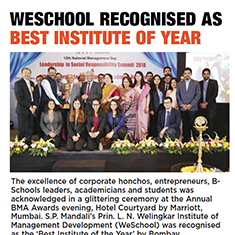 WeSchool recognised as best Institute of the year