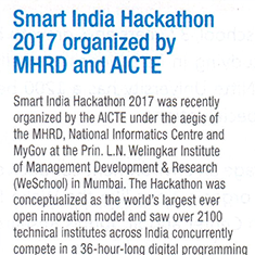 Smart India Hackathon 2017 organised by MHRD and AICTE 