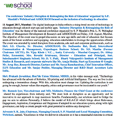 The conference 'Industry Disruption & Reimagining the Role of Education' organized by S.P. Mandali's WeSchool and ASSOCHAM focused on the inclusion of technology in education