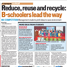 Reduce, reuse and recycle: B-schoolers lead the way 