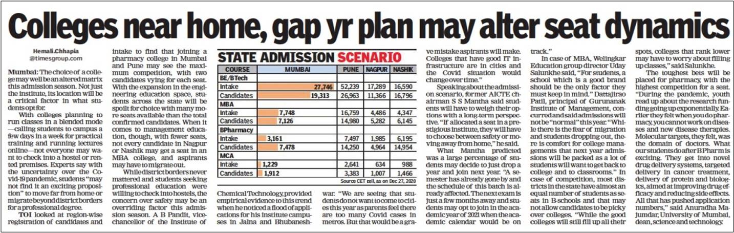 Colleges near home, gap year plan may alter seat dynamics