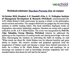 WeSchool celebrates Vaachan Prerana Din on campus