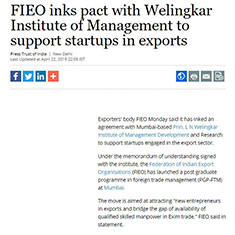 FIEO inks pact with Welingkar Institute of Management to support startups in exports