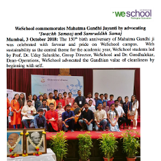 WeSchool commemorates Mahatma Gandhi Jayanti by advocating ‘Swachh Samaaj and Samruddhh Samaj